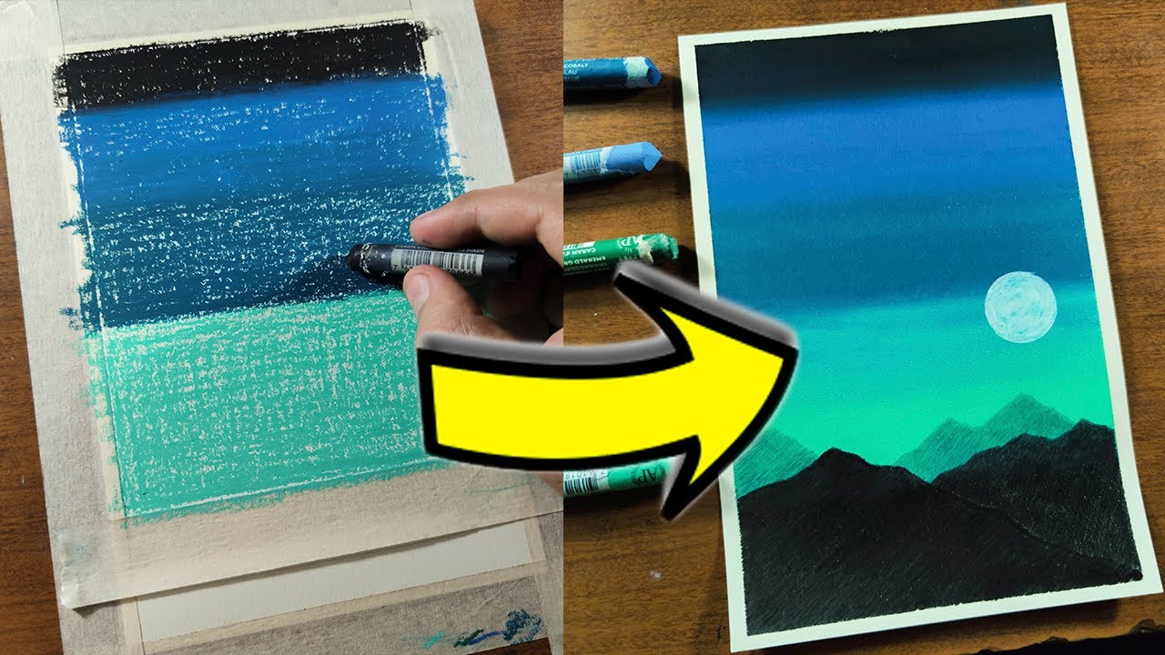 How to Draw Easy Scenery with Oil Pastels Step by Step - (for Beginners ...