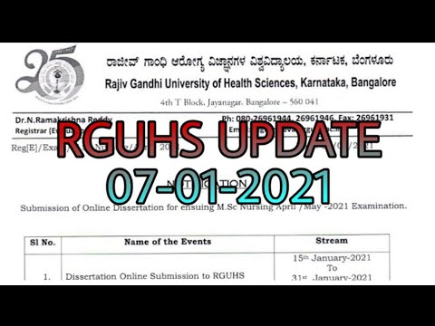 RGUHS UPDATE : 07 JAN 2021||Msc Nursing Submission Of Online Dissertation || NOTIFICATION || KANNADA