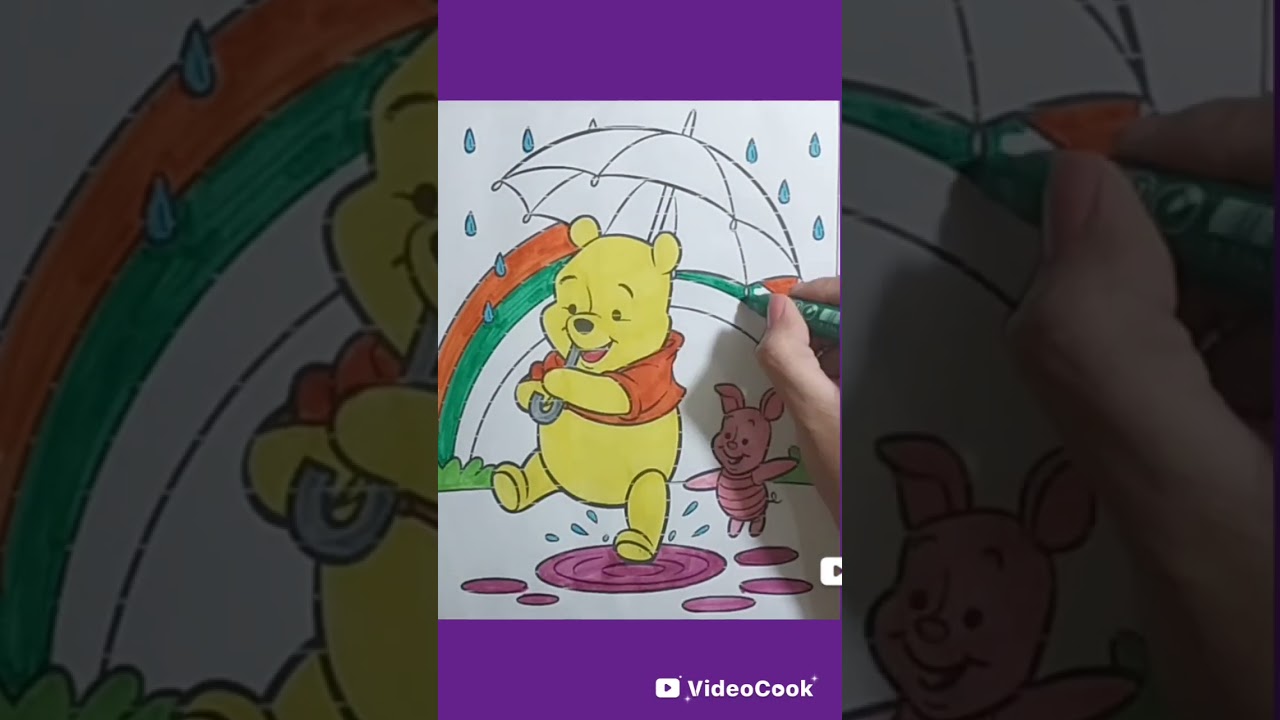 Pooh & Piglet in the Rain ☔🌈 | Disney Coloring Fun 🎨✨