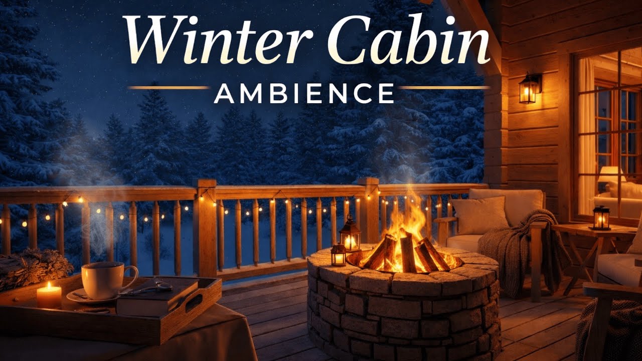 Cozy Winter Cabin Ambience — Relaxing Piano & Fireplace Sounds for Sleep, Study, and Deep Calm