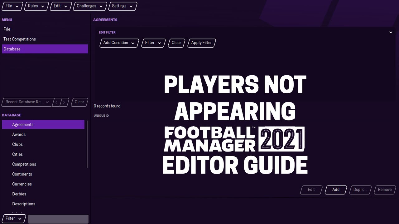 Fm21 Editor Issue Players Not Appearing Solved Football Manager 21 Youtube