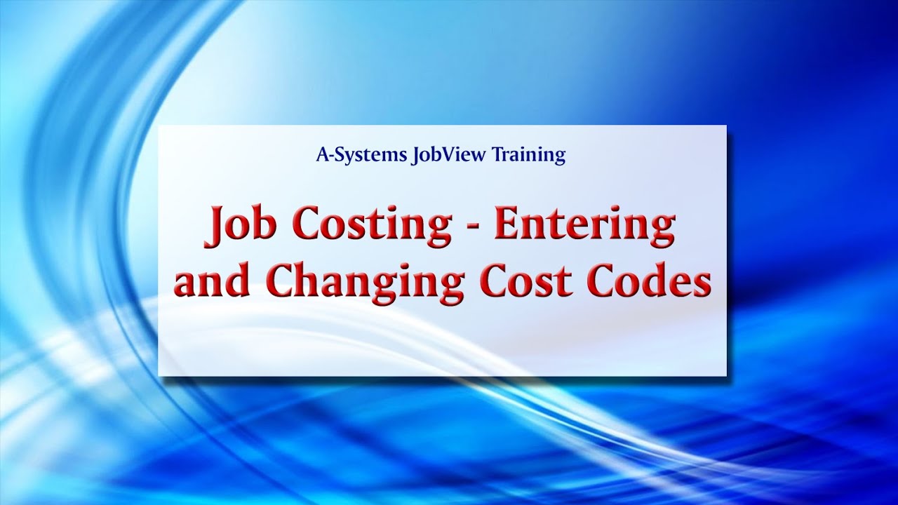 JC Cost Code Entry - YouTube