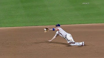 Wright dives at third to snag a line drive