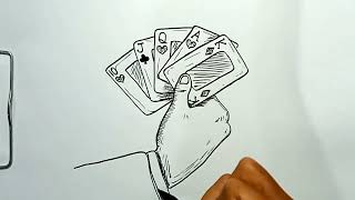 How to Draw Hand Holding Playing Cards