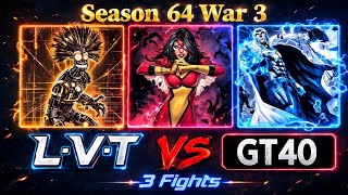 War 3 LVT vs MSKTT | MCOC Alliance War Season 64 | 3 Fights | Marvel Contest of Champions