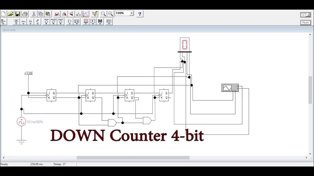 Rangkaian Up and Down Counter 4-bit dengan JK Flip Flop - YouTube