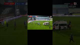 An #ambulance enters the pitch during heavy rain in #Romania #shorts #football #video #viral #fyp