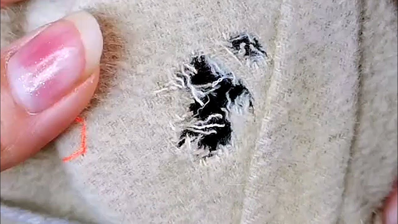 How to Invisibly Repair a Hole in Coat Using Only a Sewing Needle at ...
