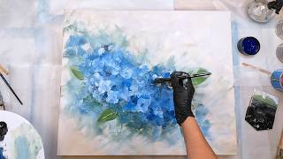 : Step-by-Step Abstract Hydrangeas with Acrylics  My First Attempt!
