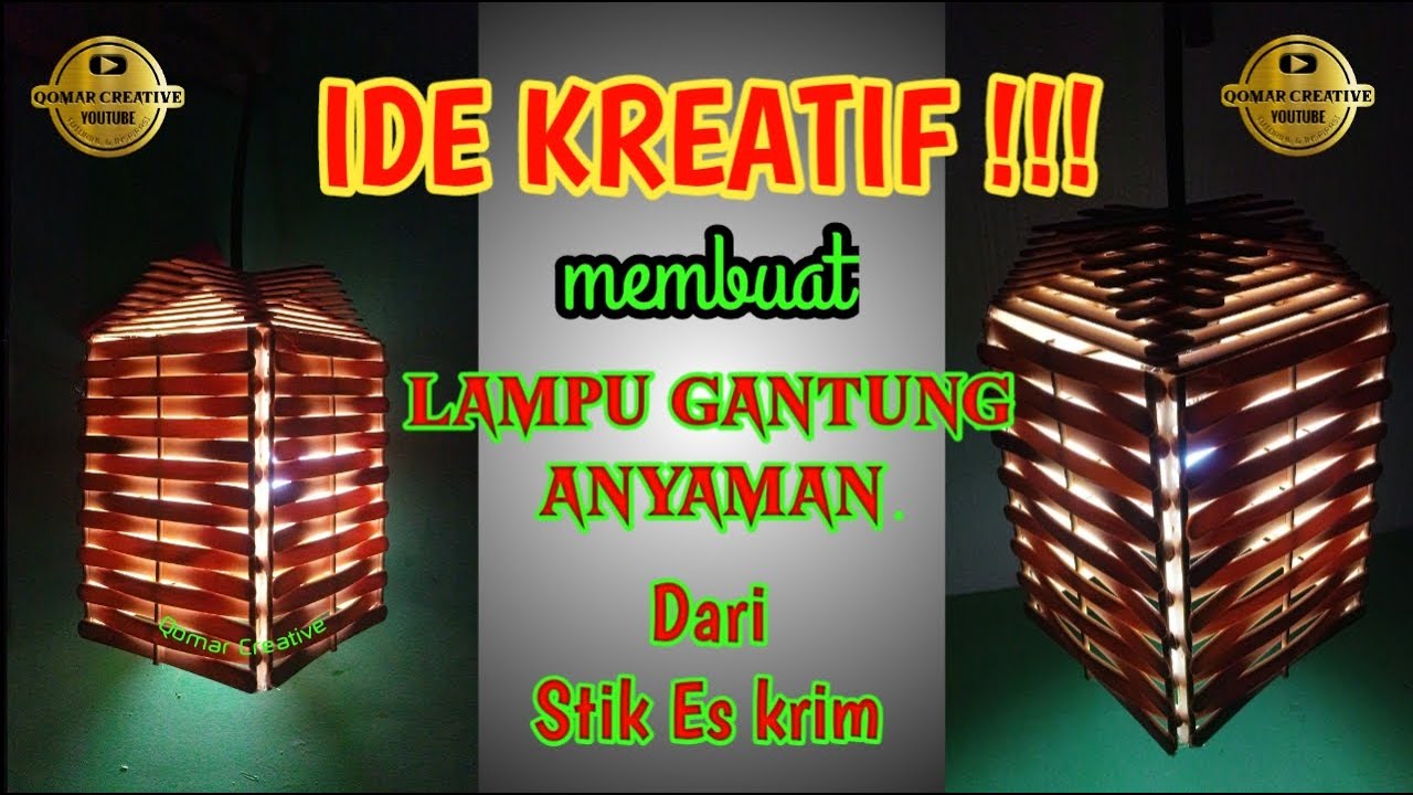 Kerajinan Stik  Es Krim | Membuat Lampu Gantung Anyaman | Ice cream stick chandelier