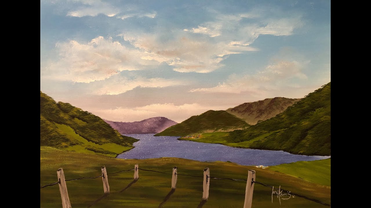 372 How to paint a mountain lake scene YouTube