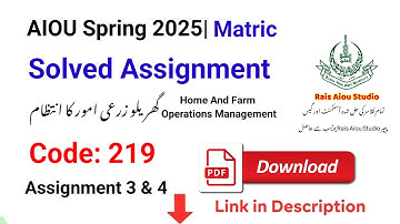 AIOU Code 219 Solved Assignment No. 3 & 4 | Spring 2025 | Urdu Medium PDF Solution