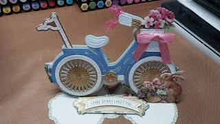 Anna Griffin HSN 3D Bicycle easel card dies, let's make a card