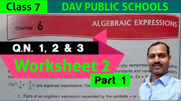 DAV class 7 maths chapter 6 algebraic expressions worksheet 2 part 1