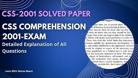 CSS-2001 Solved Comprehension| CSS Complete Solved Papers | By Shema Maam