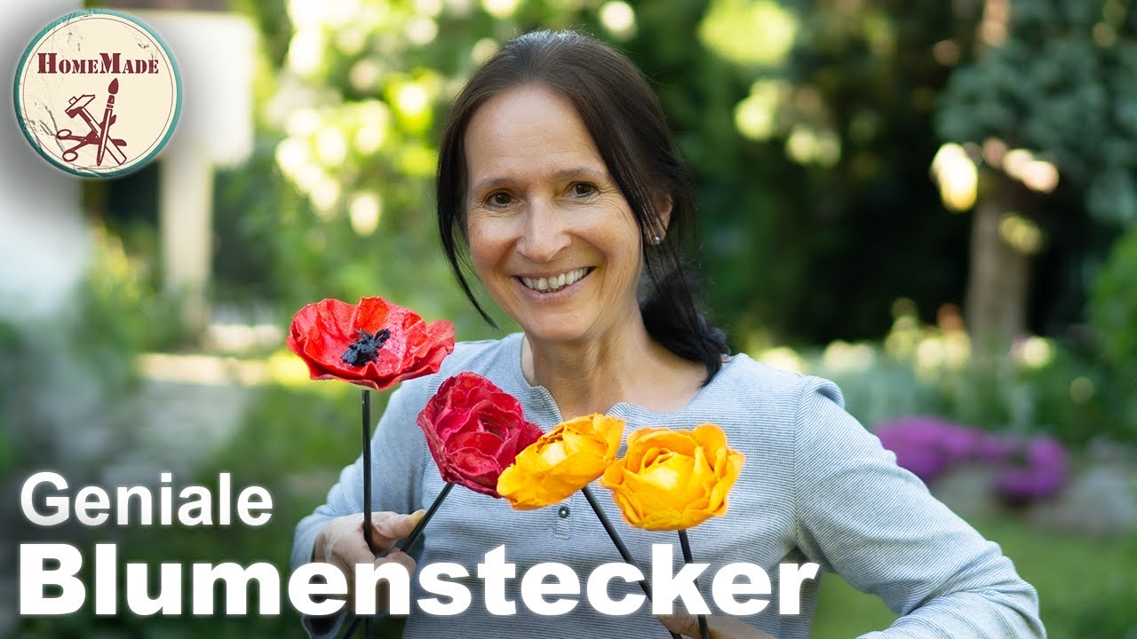 DIY | Blumenstecker neu interpretiert | Blumige Gartendeko aus alten Bettlaken selber machen
