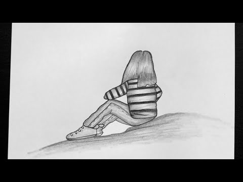 Girl Sitting Alone Drawing With Pencil || How To Draw A Sad Girl || Pencil Sketching