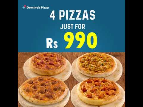 Dominos | 4 Pizzas for just Rs.990!