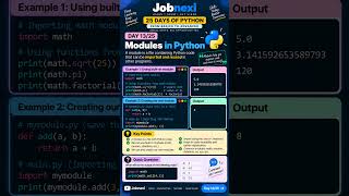 🐍 Day 13/25 – Modules in Python | Learn Python 🚀 | Jobnexi