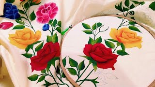 Bedsheet Painting Design Rose Painting चदर क पटग डजईन