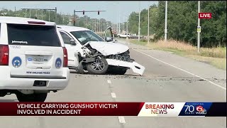 NOPD: Woman suffering gunshot wound involved in wreck on way to hospital