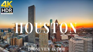 Houston 4K drone view  Flying Over Houston | Relaxation film with calming music  4k HDR