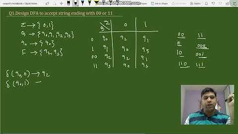 Design DFA to accept string ending with 00 or 11