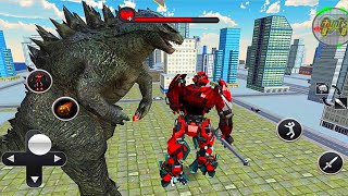 Mecha Robot Vs Godzilla Monster - US Police Transform Robot Cop Wolf Attack - Android Gameplay