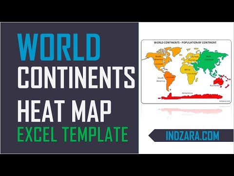 World Heat Map by Continents - Free Excel Template