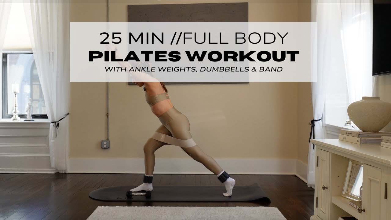 25 MIN PILATES AT HOME WORKOUT | WITH DUMBBELLS, ANKLE WEIGHTS & BAND | full body home workout