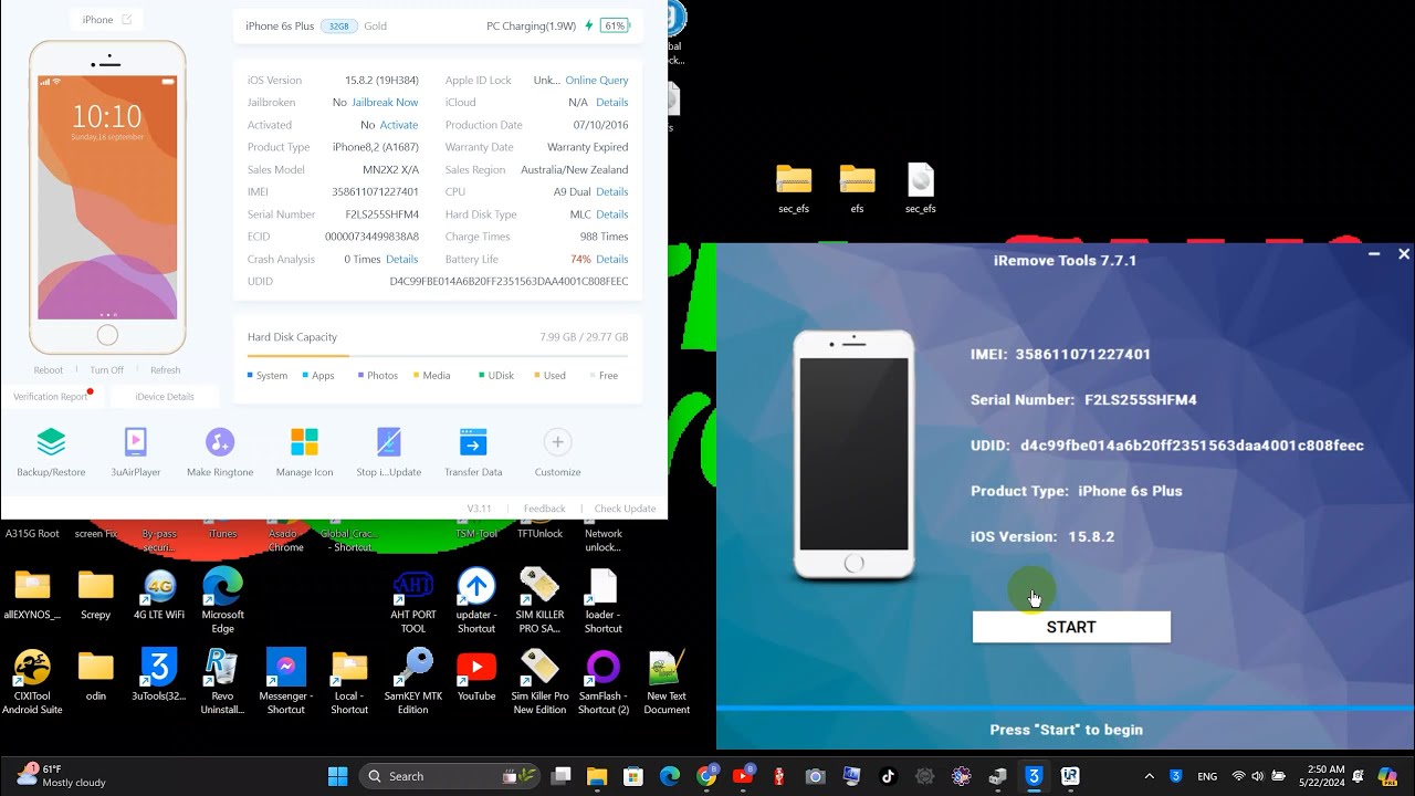 iPhone 6s Plus Hello bypass Iremove Tools Techtalk yourself - YouTube