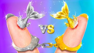 Gold Girl vs. Silver Girl! How to Become a Mermaid in Jail!