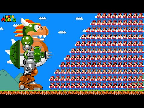 What if 100 Mario's can stop Robot Bowser in Super Mario Bros.?