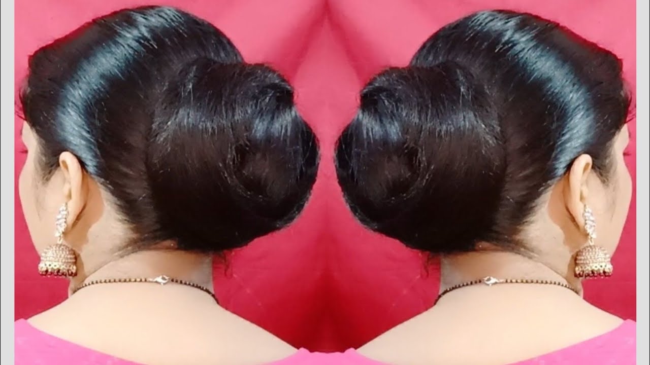 Simple ! Big Low Bun Hairstyle Using Rubber Band Perfect Low Juda Bun