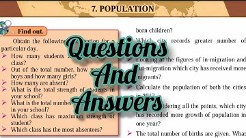 Class 8th || Geography || 7-Population || Questions Answers