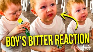 Boy Wanted to Try the Pickle Popsicle and Immediately Had a Bitter Reaction
