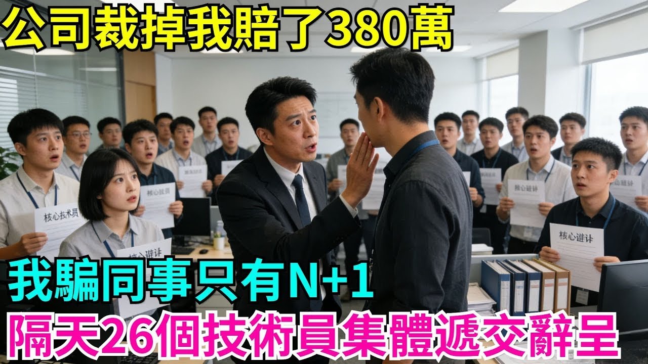 公司裁掉我賠了380萬，我騙同事只有N+1，隔天26個核心技術員集體遞交了辭呈