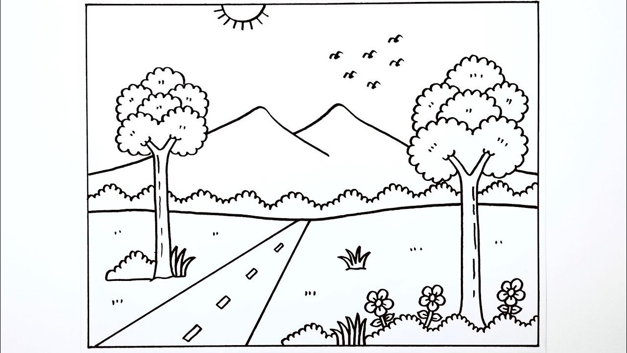 Как нарисовать очень простой горный пейзаж