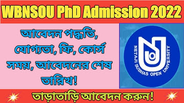 WB PhD Admission 2022| Netaji Subhas Open University PhD Admission online, wbnsou