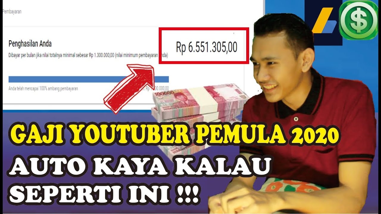 Gaji Pertama Dari Youtube 2020 - Pendapatan Youtuber Pemula 1000