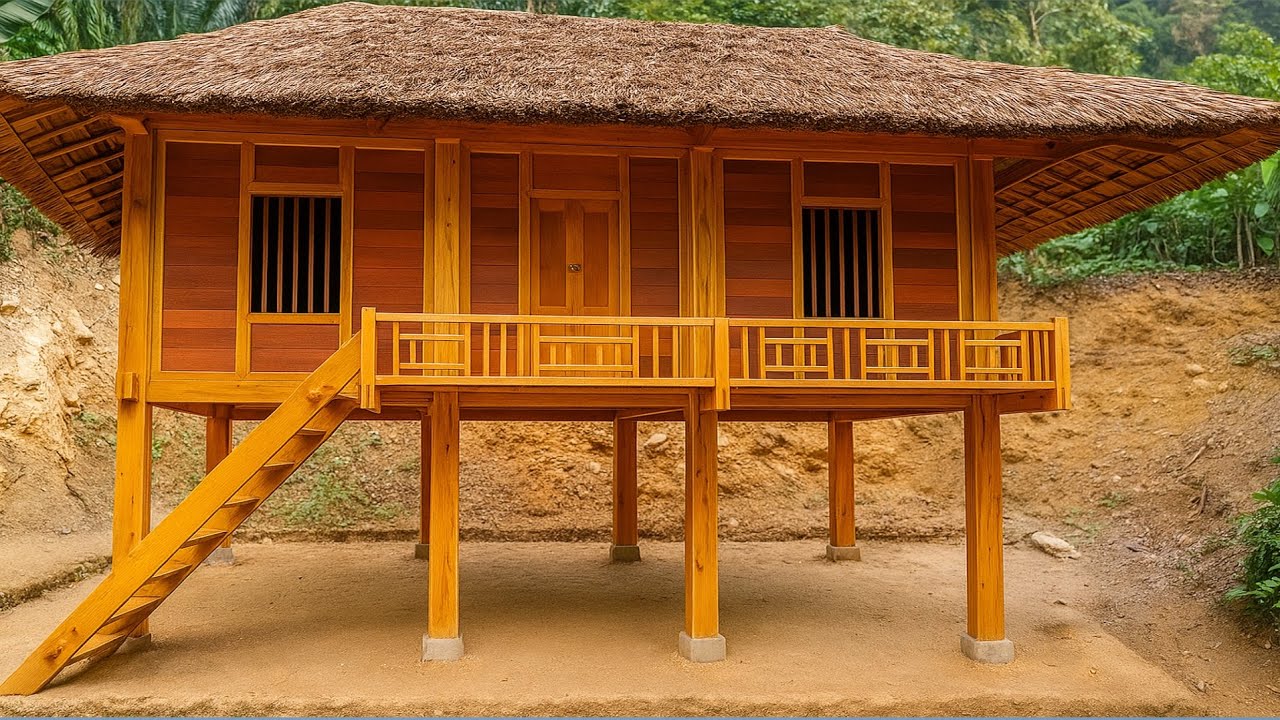 Man Built His Own Two-Story Wooden House in the Middle of the Forest in ...