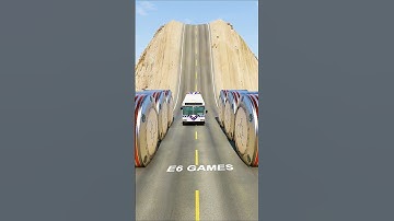 Giant Bollards vs Cars & USA city Bus-Trap- BeamNG Drive #beamngdrive #animationshorts #instabus