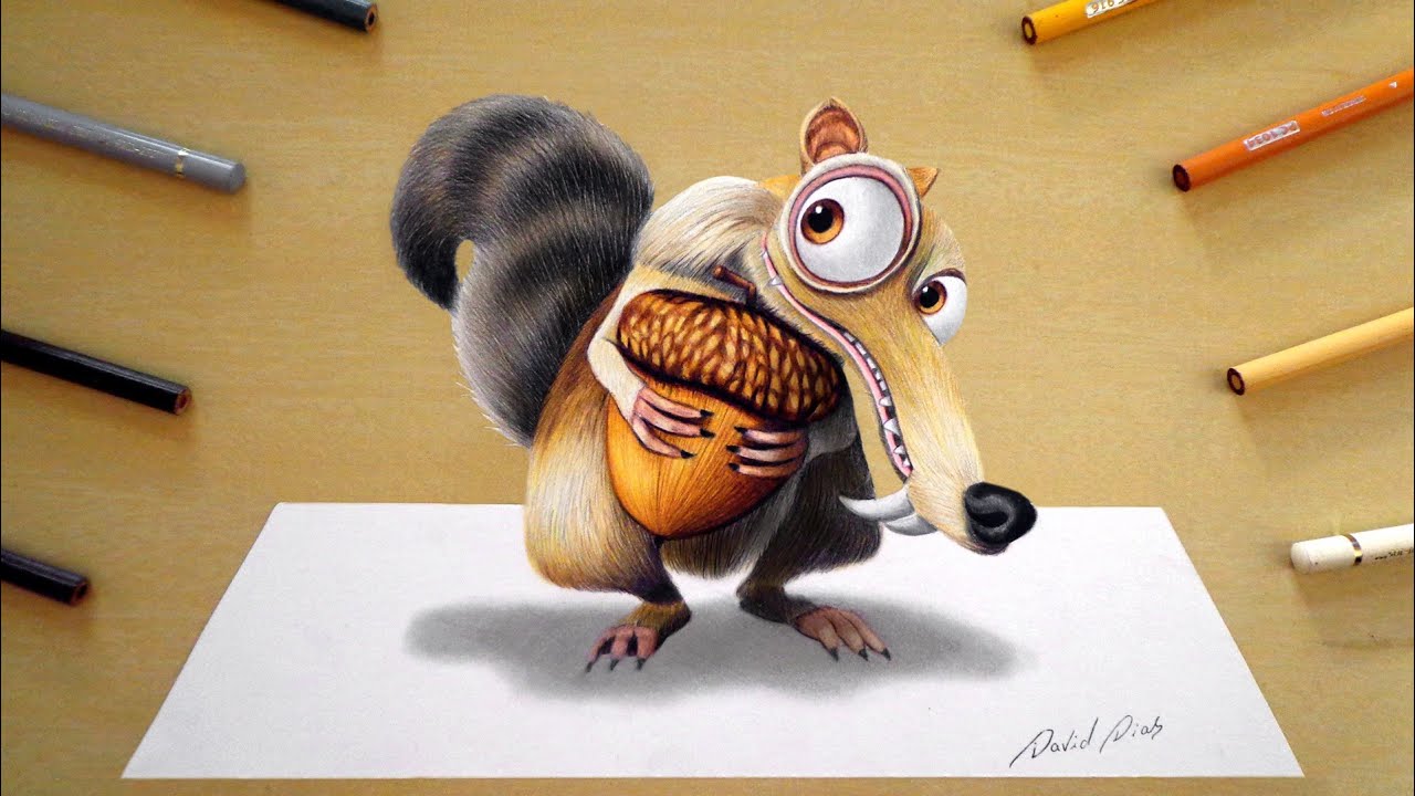 Watercolor painting Scrat from the Ice Age ,, | Behance