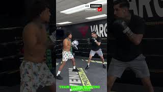FERNANDO VARGAS JR WORKING THE MITTS IN CAMP FOR HIS NEXT FIGHT SHOWING SPEED AND POWER