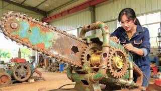 💡天才美女修复破损废旧电锯，修好后动力太强了！A Brilliant Beauty Restores A Damaged, Discarded Chainsaw | 林果儿