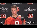 Joe Burrow meets with reporters as Bengals return home