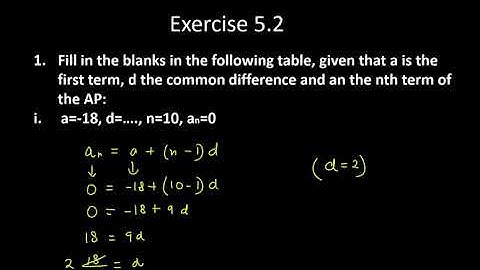 1. Fill in the blanks in the following table, given that a is the first term, d the commondifference