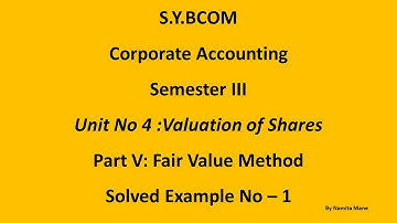 Valuation of Shares by Fair Value Method| Solved Example|S YBCOM Accounts| Important for SPPU Exam||