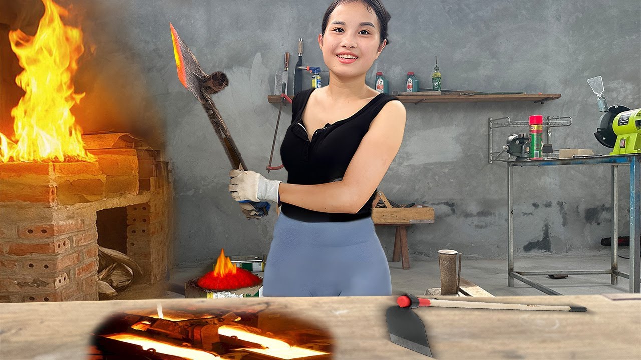 Amazing: Beautiful Blacksmith Girl Restores Old Rusty Hoe from Scrap Yard to Like-New Tool!