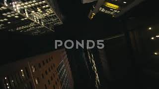 Skyline Downtown Highrises Low Angle View At Night Frankfurt City Center Skyline - 4K Stock Footage